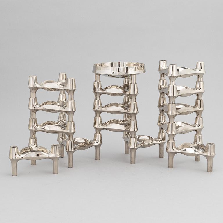 Caesar Stoffic & Fritz Nagel, a set of 14 candleholders and one bowl, later part of the 20th Century.