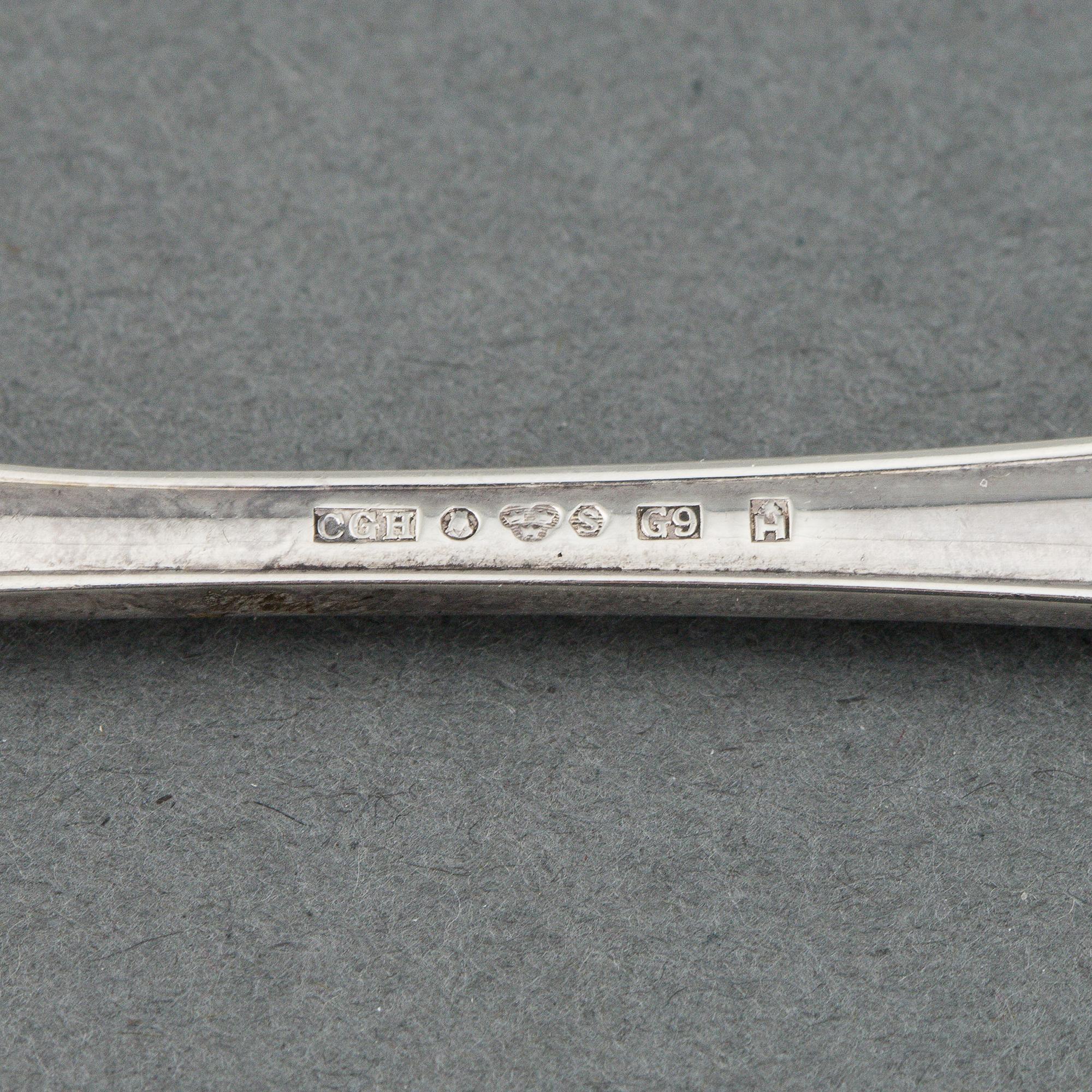 FISKBESTICK, CG Hallberg, silver, 12 delar.