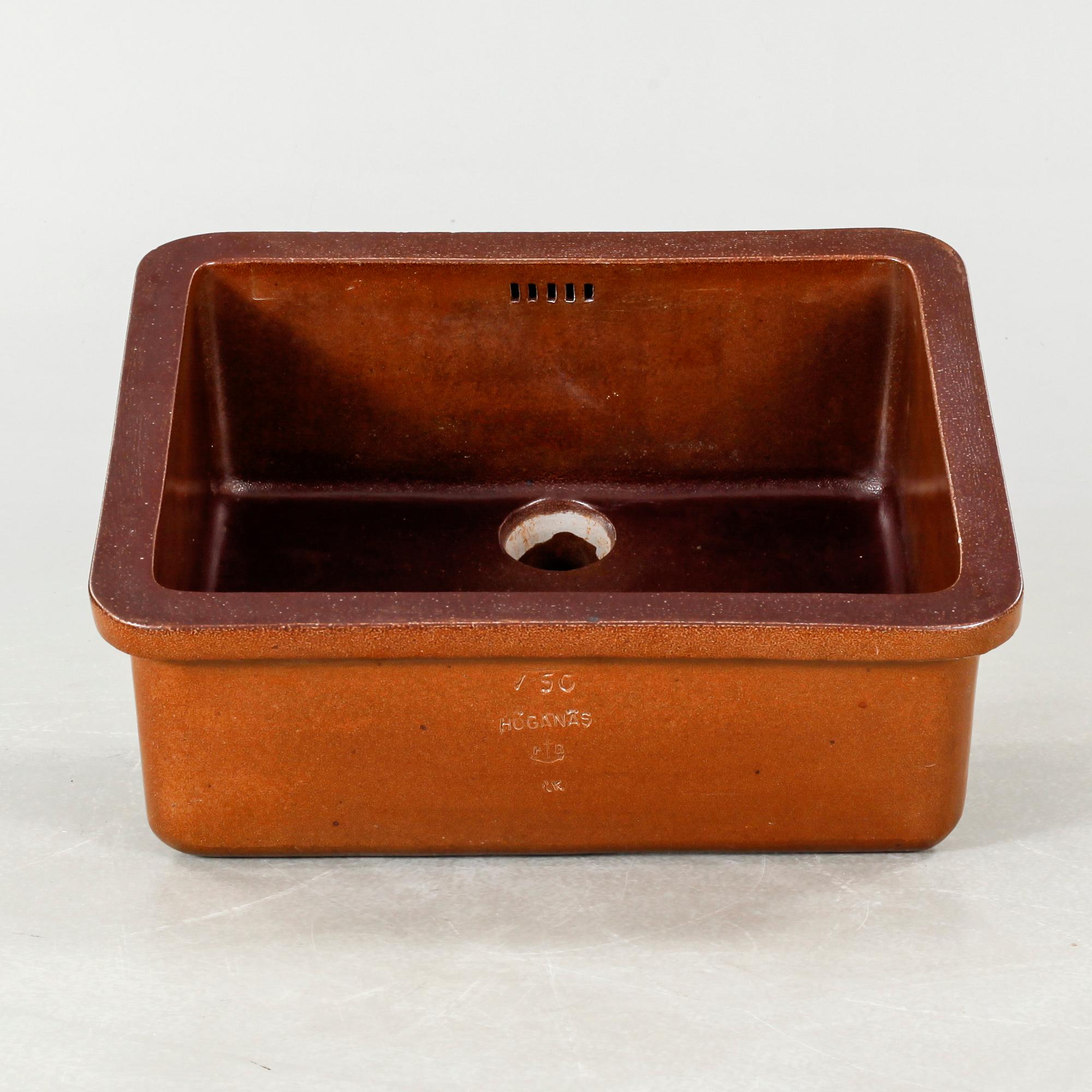 TVÄTTHO/HANDFAT, saltglaserat stengods, "V50", Höganäs, 1900-talets första hälft.