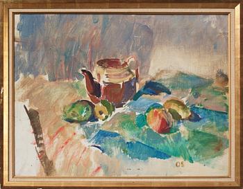 Olle Skagerfors, Still life with jug and fruits.