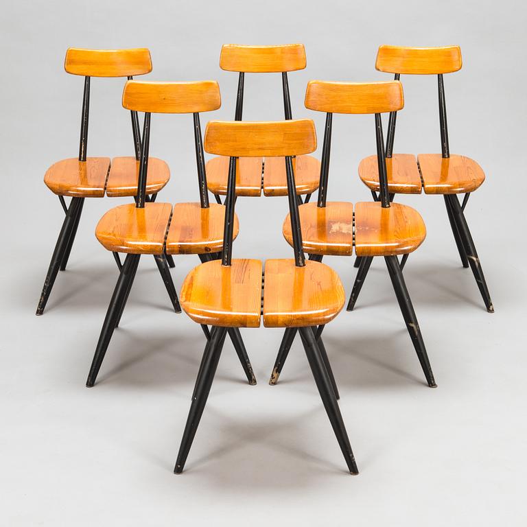 Ilmari Tapiovaara,  A set of six 1960's 'Pirkka' chairs, for Laukaan Puu.