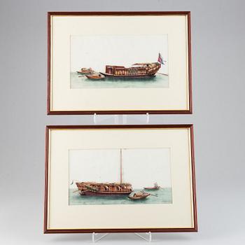 A set of 8 paintings on rice paper by unkonwn Chinese artist, Qing dynasty, 19th Century.