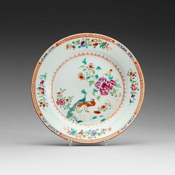 203. A set of six famille rose 'double peacock' dinner plates, Qing dynasty, Qianlong (1736-95).