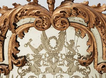 A Baroque late 17th century mirror with the arms of Count Wrede, attributed to Burchard Precht.