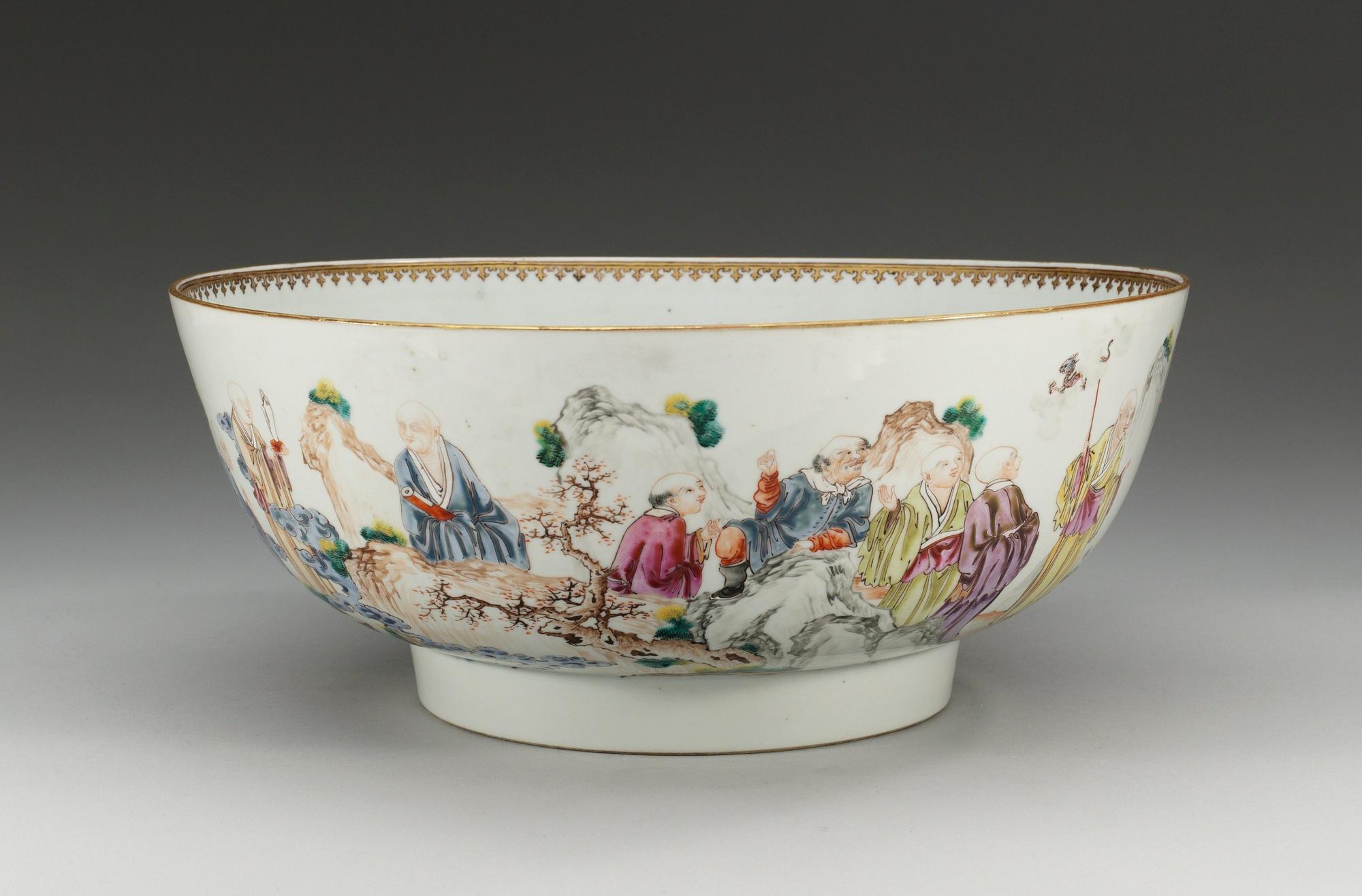 BÅLSKÅL, kompaniporslin. Qing dynastin, Qianlong (1736-95).