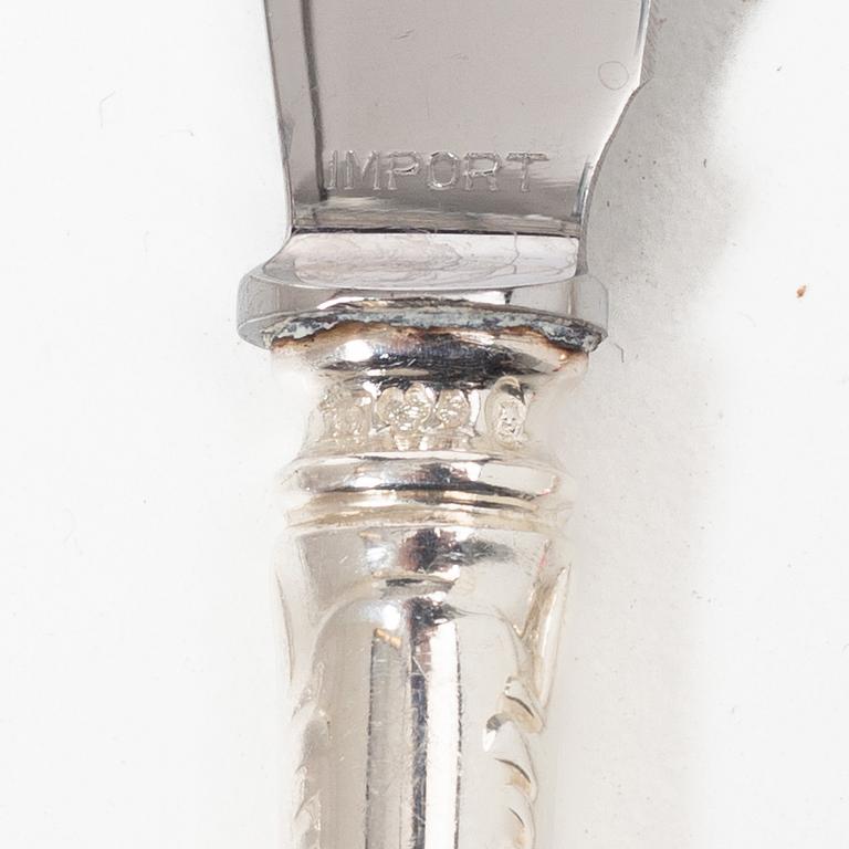 Bestickuppsättning, 60 delar, silver, modell "Olga", GAB och CG Hallberg, Stockholm, bl a 1953.