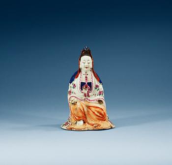 A famille rose figure of Guanyin, Qing dynasty, Qianlong (1736-1795).