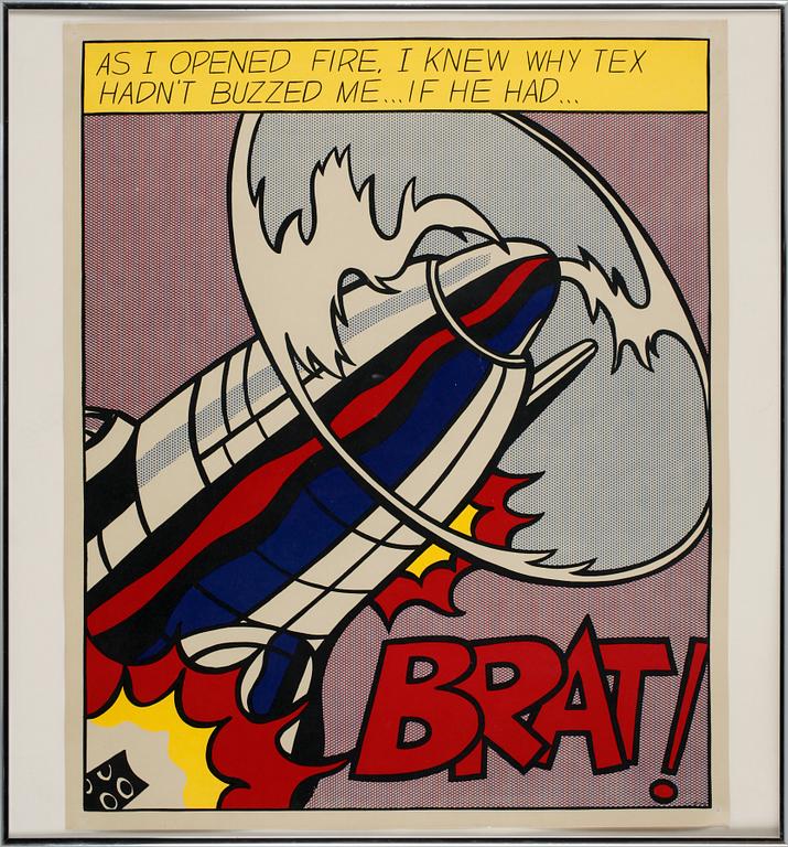 ROY LICHTENSTEIN, efter, färgserigrafi, triptyk, edition av Stedelijk Museum Amsterdam, 1960-talets andra hälft.