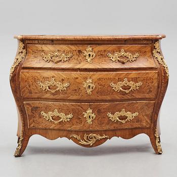 A burr-alder and gilt brass-mounted rococo commode by J. Sjölin (master 1767-1785).