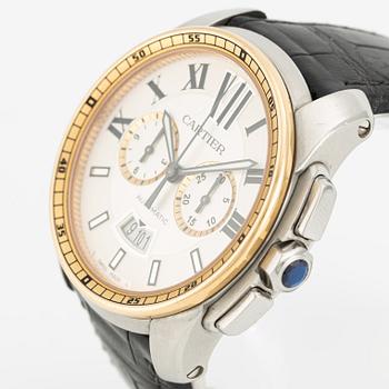 Cartier, Calibre De Cartier, wristwatch, chronograph, 42 mm.