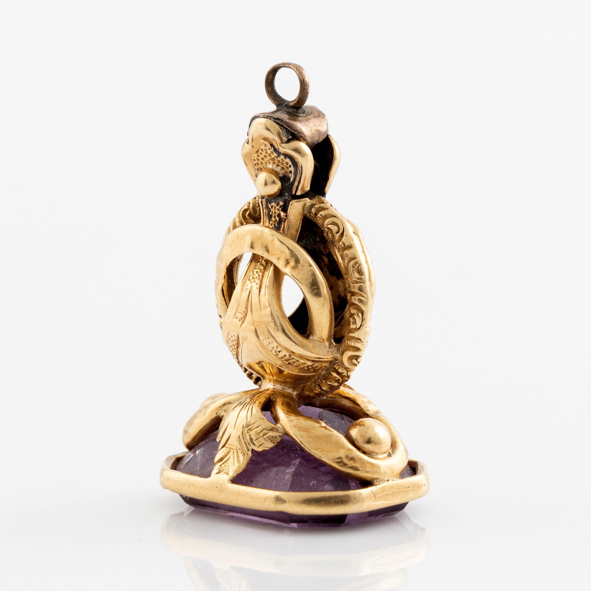 Sigill, guld med ametist, 1800-tal,