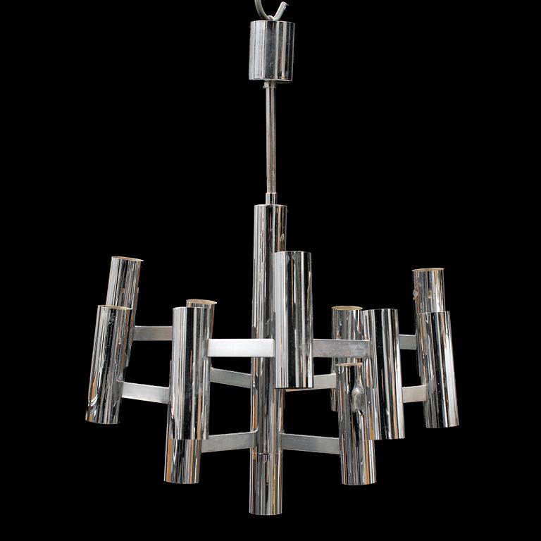 GAETANO SCIOLARI, a chrome ceiling light, probably Boulanger SA.