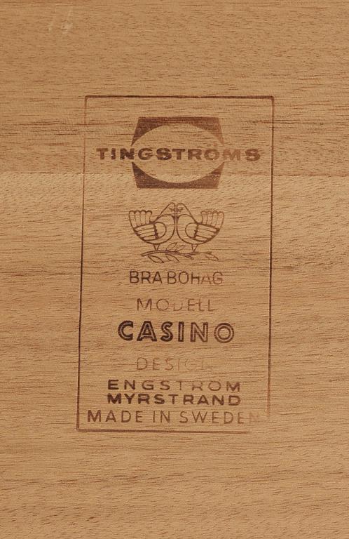SIDOBORD för hall samt BORD, "Casino", Sven Engström och Gunnar Myrstrand för Tingströms, 1960-tal.