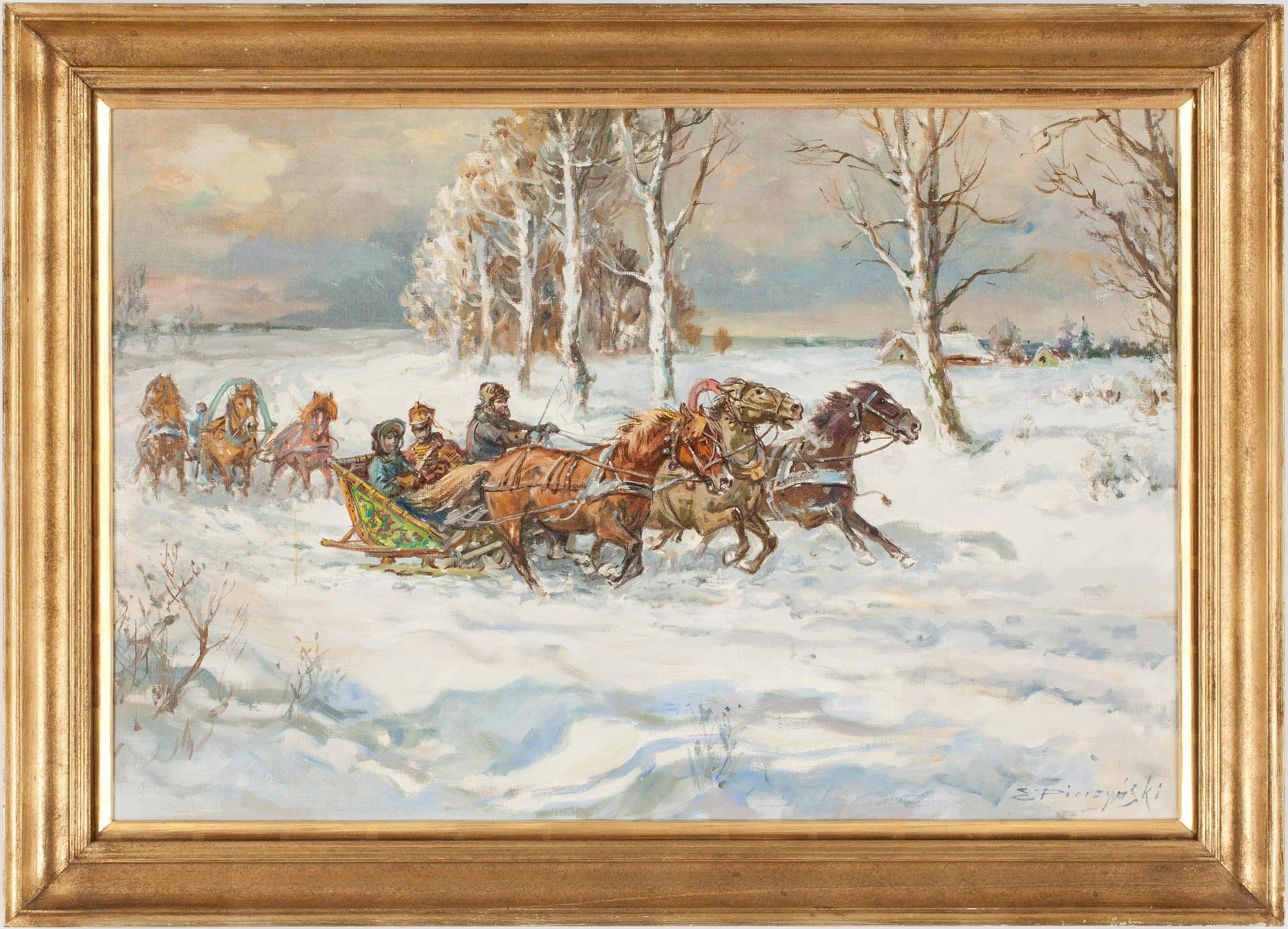 E. PIERZYNSKI, olja på duk, signerad. 1900-tal.
