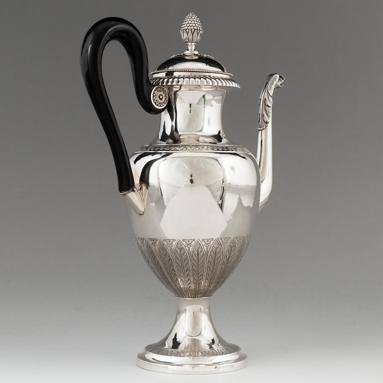 A Swedih 19th century silver coffee-pot, mark of Johan Engelbrekt Malm, Stockholm 1828.