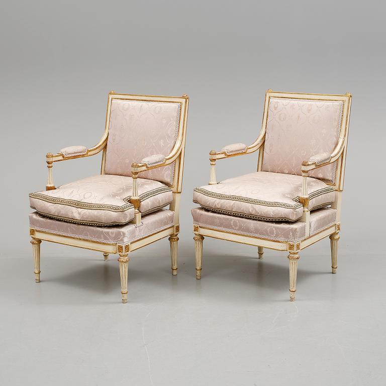 SALONGSGRUPP, 3 delar, Louis XVI-stil, Spanien, 1900-talets första hälft.