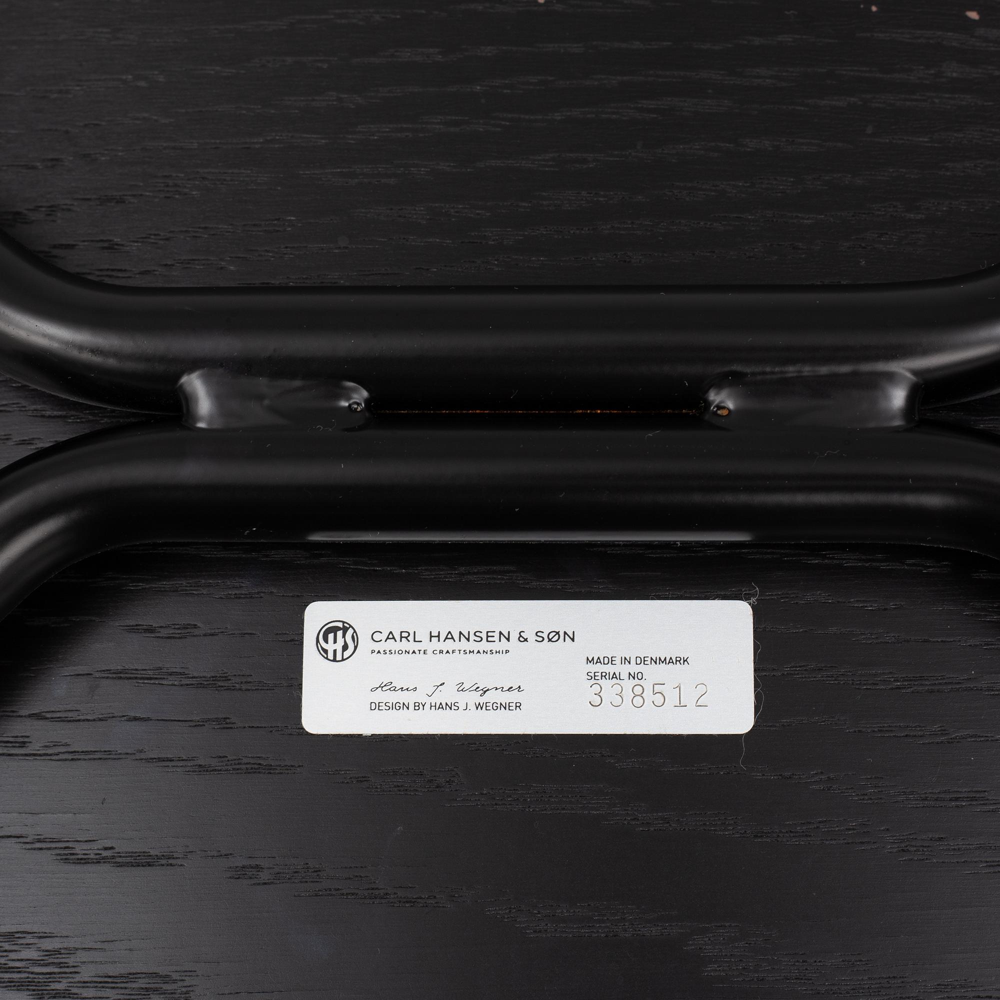 Hans J. Wegner, a set of six black oak chairs, 'CH88T', Carl Hansen & Son, Denmark, 2016.