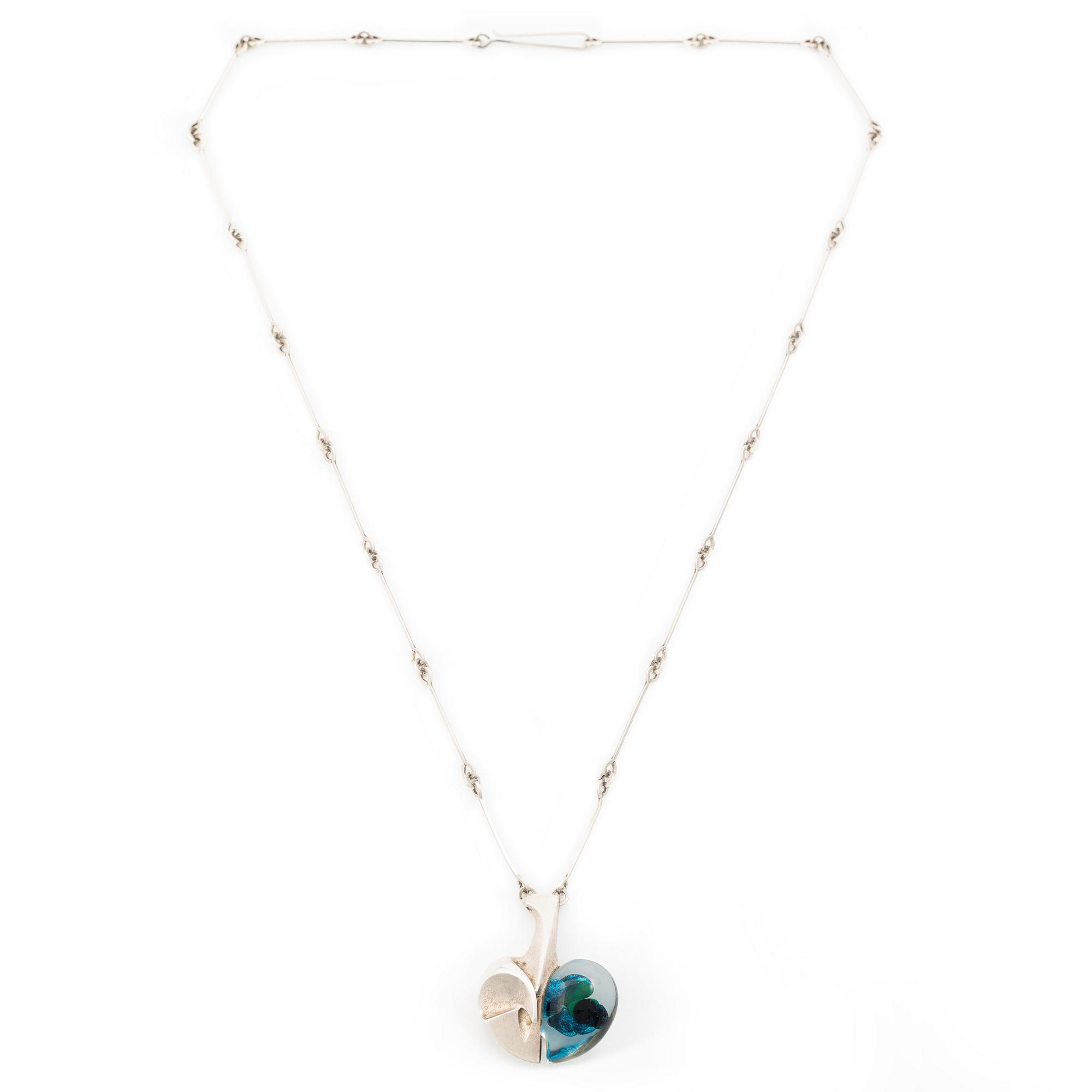 Björn Weckström, Necklace, “Space Apple”, silver and acrylic plastic, Lapponia 1978.