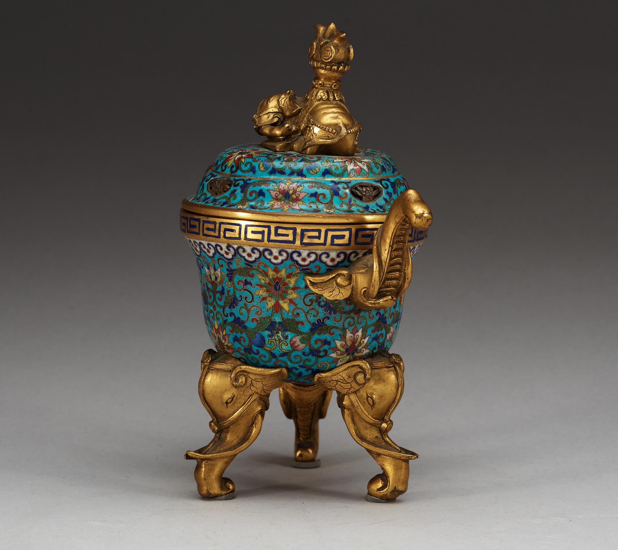 A Cloisonne censer with cover, Qing dynasty, Qianlong (1736-95).
