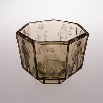 ANTTI SALMENLINNA, MALJA, lasia, "Seitsemän veljestä", Antti Salmenlinna, Riihimäen Lasi, 1930/40-tal.