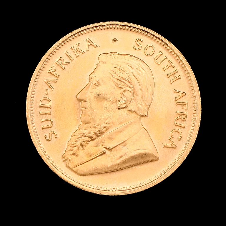 GULDMYNT, finguld, Krugerrand, Sydafrika, 1981. Vikt ca 34 g.