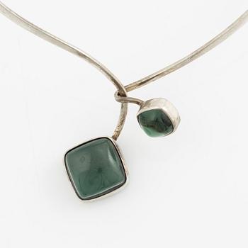 Gussi, necklace, silver with green stones, Malmö 1965.