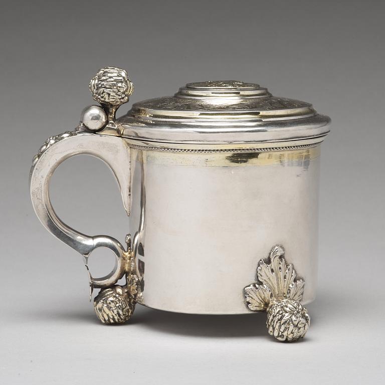 A Swedish 17th century parcel-gilt tankard, mark of Michel Beck, Stockholm (-1630-1673).