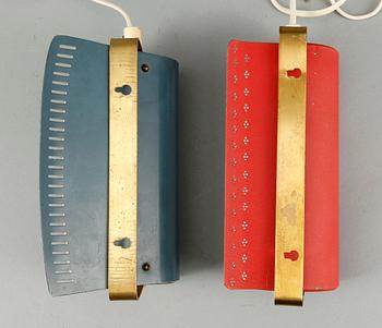 VÄGGLAMPOR, 2 st, 1950/60-tal.