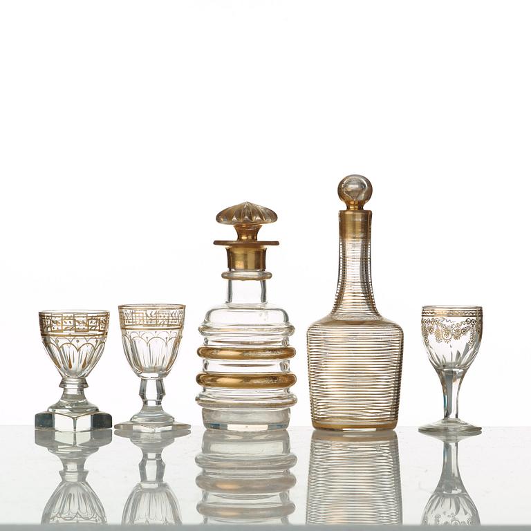 SERVISDELAR, 21 stycken, glas. Ryssland, 1800-tal.