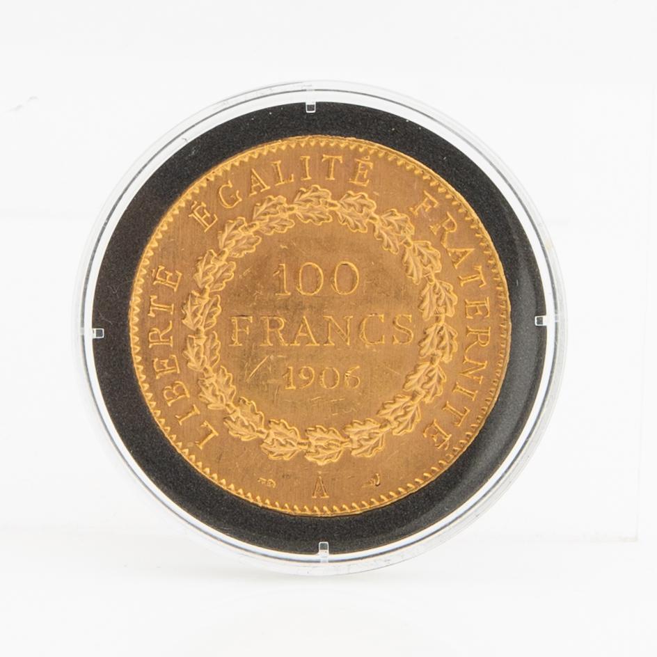 Gold coin France, III:rd Republic Genius 100 francs, 1906.