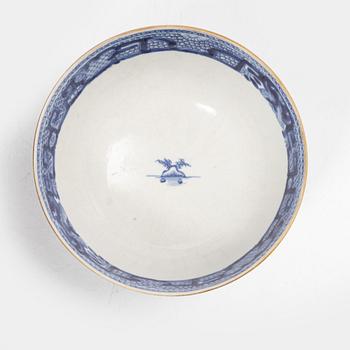 Five pieces of underglaze blue decorated porcelain, china, Qianlong (1736-95) & Jiaqing (1796-1822).