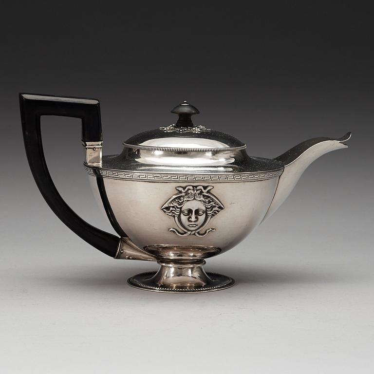 A Swedish 19th century silver tea-pot, marks of Adolf Zethelius, Stockholm 1815.