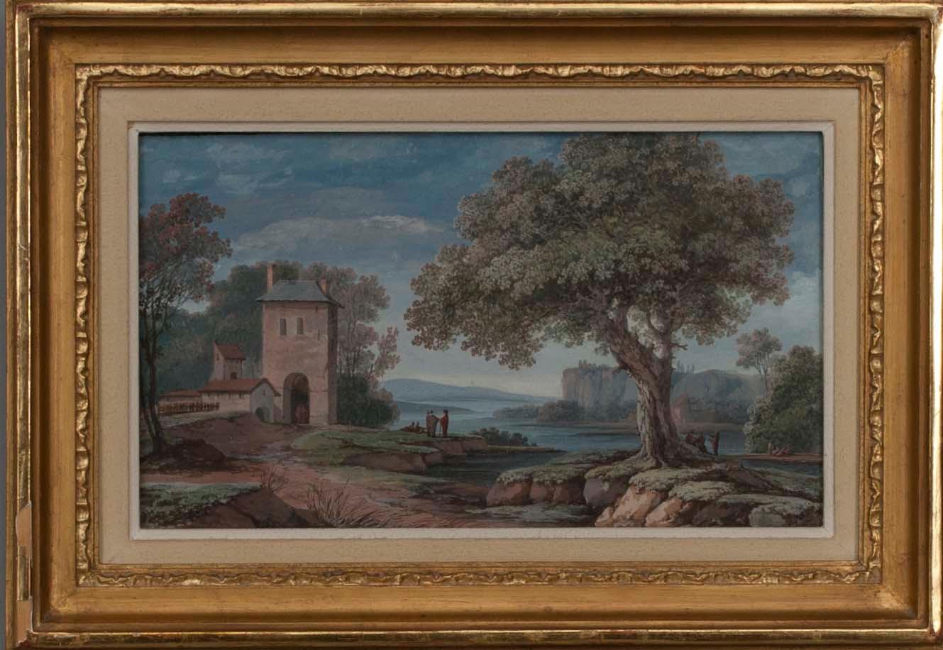 TUNTEMATON/OKÄND/ UNKNOWN, LANDSKAP, Gouache, 1800-talets början, sign. MC.