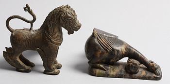 PARTI FIGURINER, 5 st, metall, sten, ben, asien.