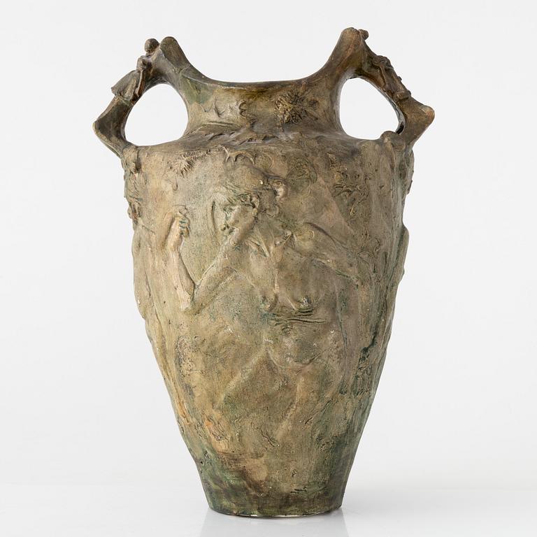 Agnes de Frumerie, an Art Nouveau plaster vase, Paris, signed and dated -94.