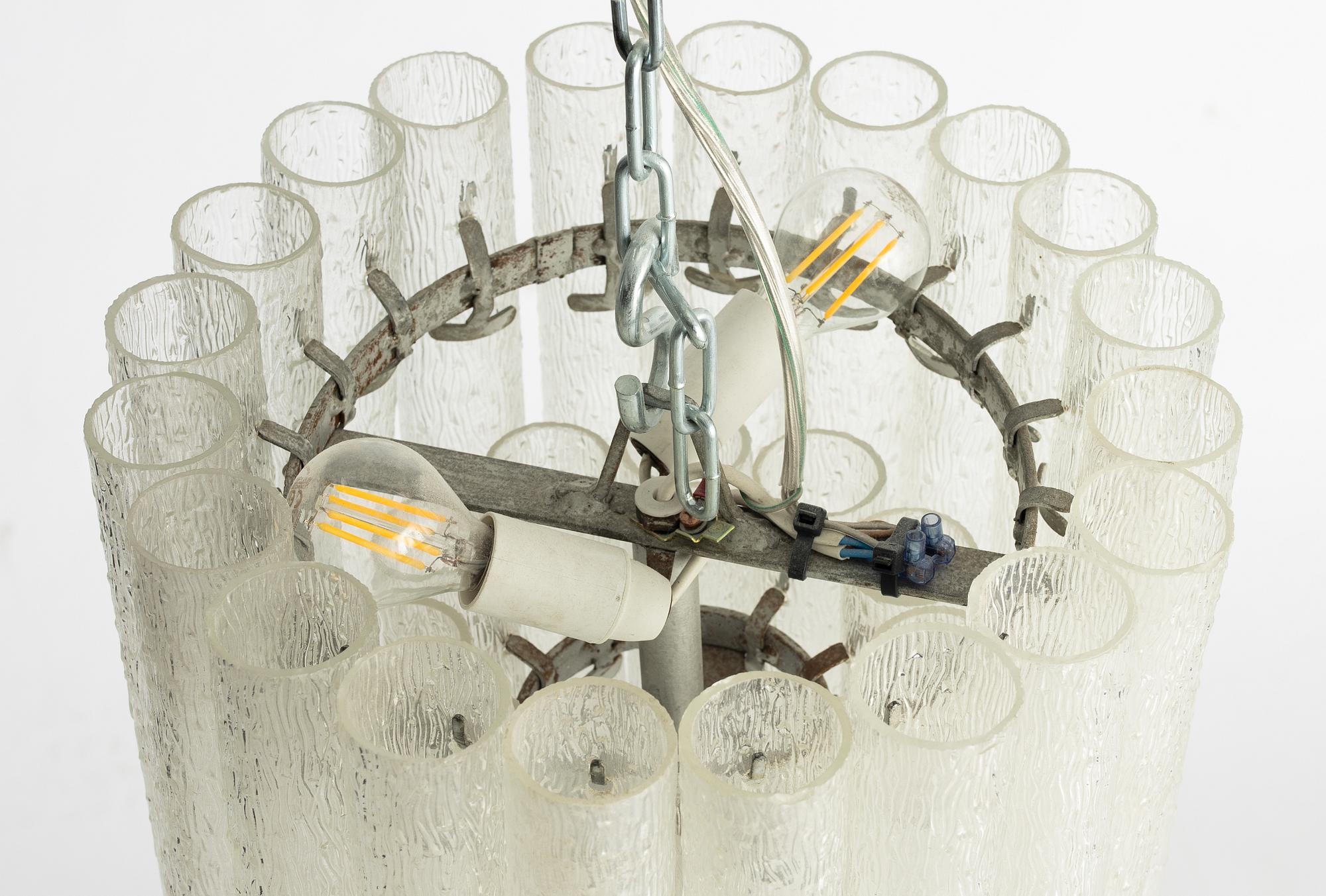 A glass chandelier, late 20th century.