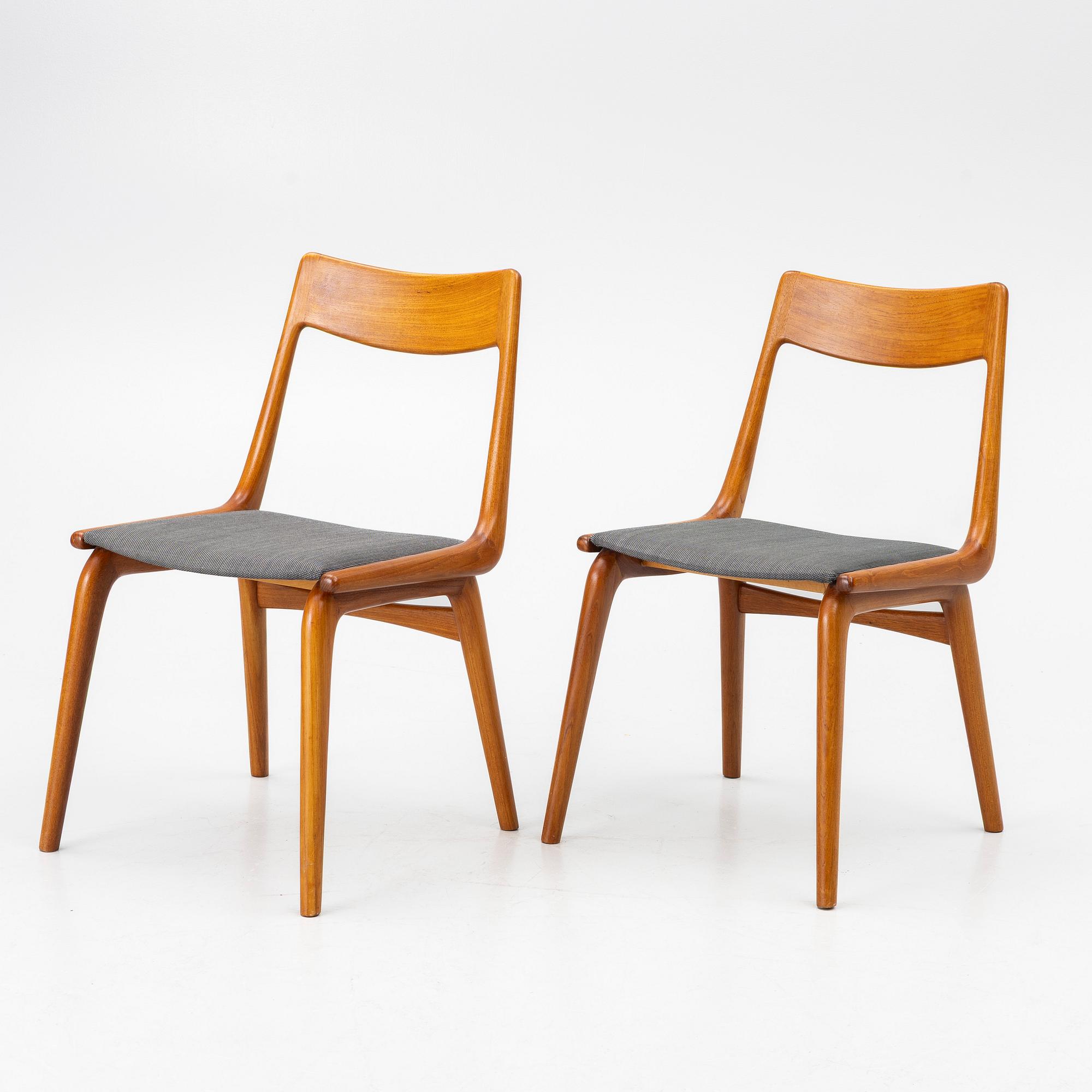 Niels Otto Møller, Alfred Christensen, six "Boomerang/370" chairs, Slagelse, Denmark, 1960s.