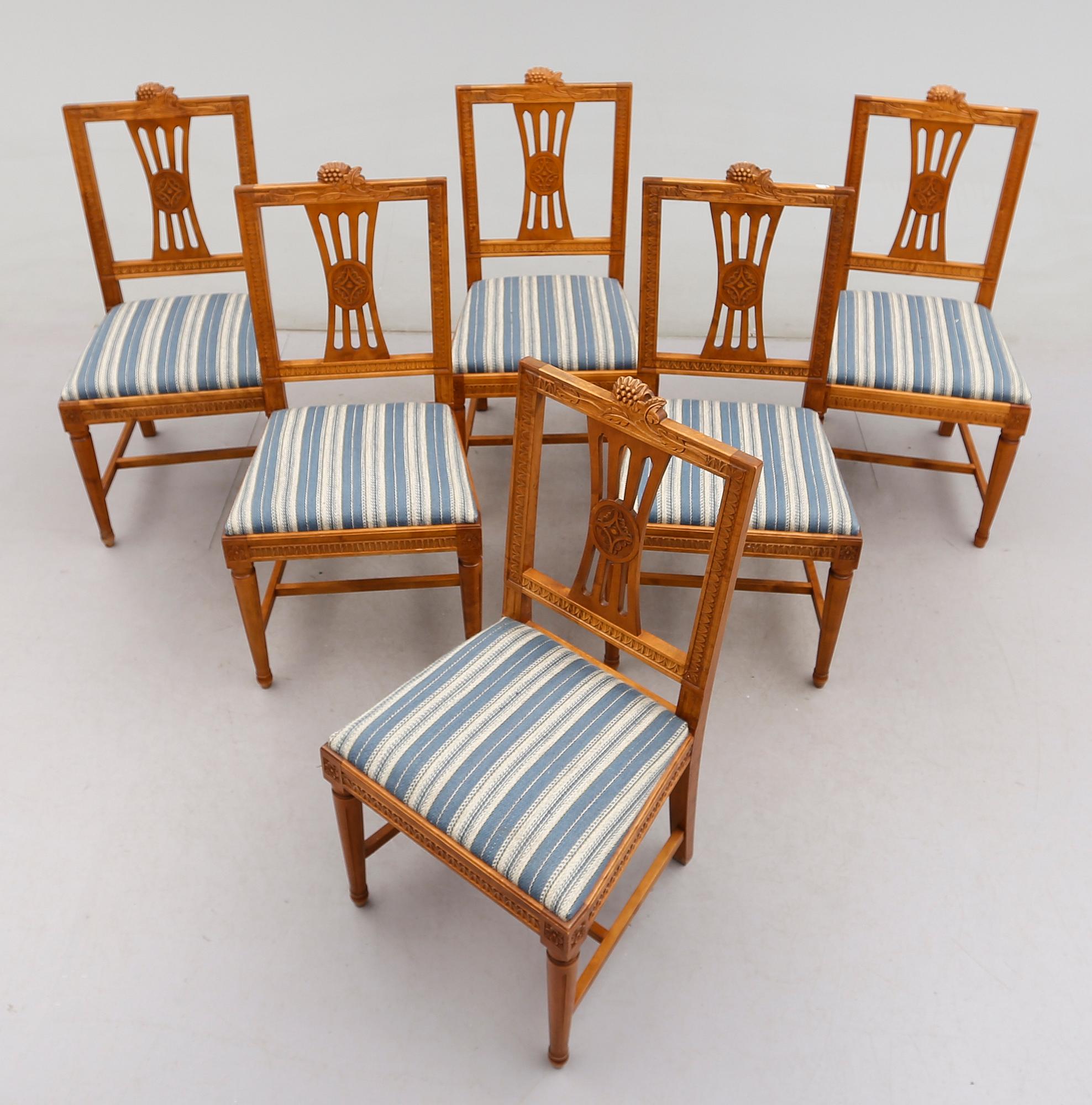 STOLAR, 6 st, gustaviansk stil, Taserud, 1900-talets andra hälft.