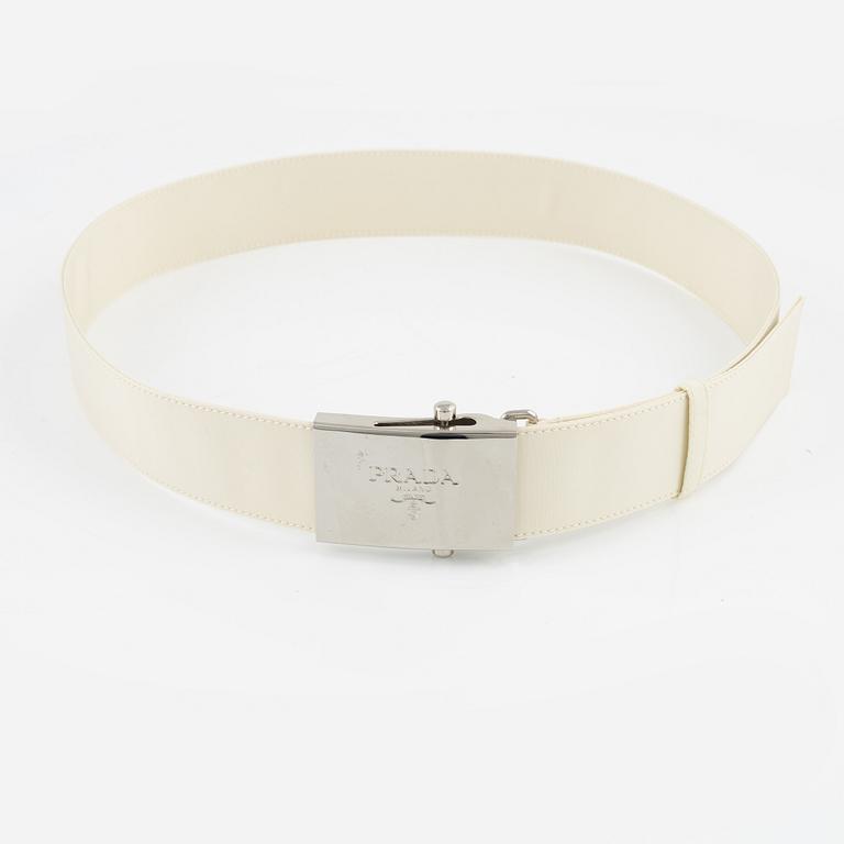 Prada, A white nylon belt.