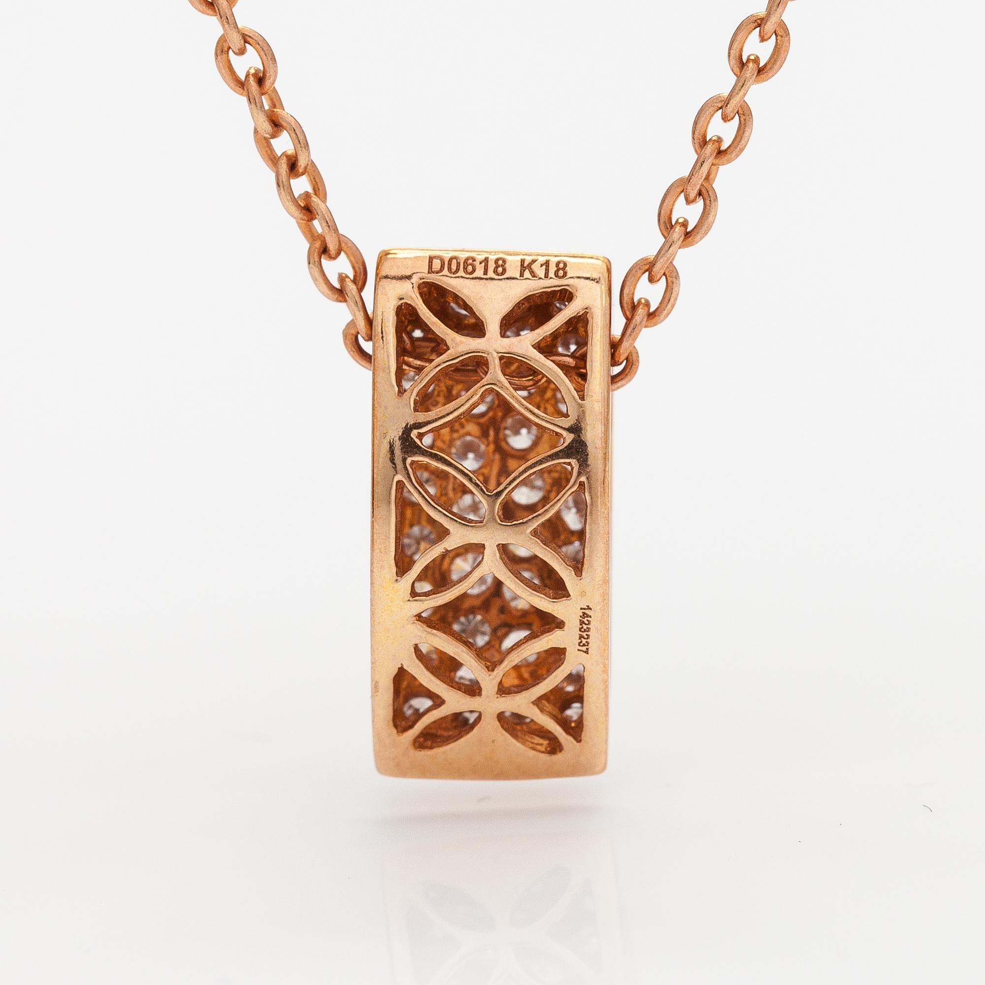 KAULAKORU, 18K punakulta, timantteja n. 0.61 ct yht.