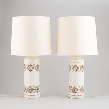 A pair of stoneware table lamps, Bitossi for Bergboms, 1960's-70's.
