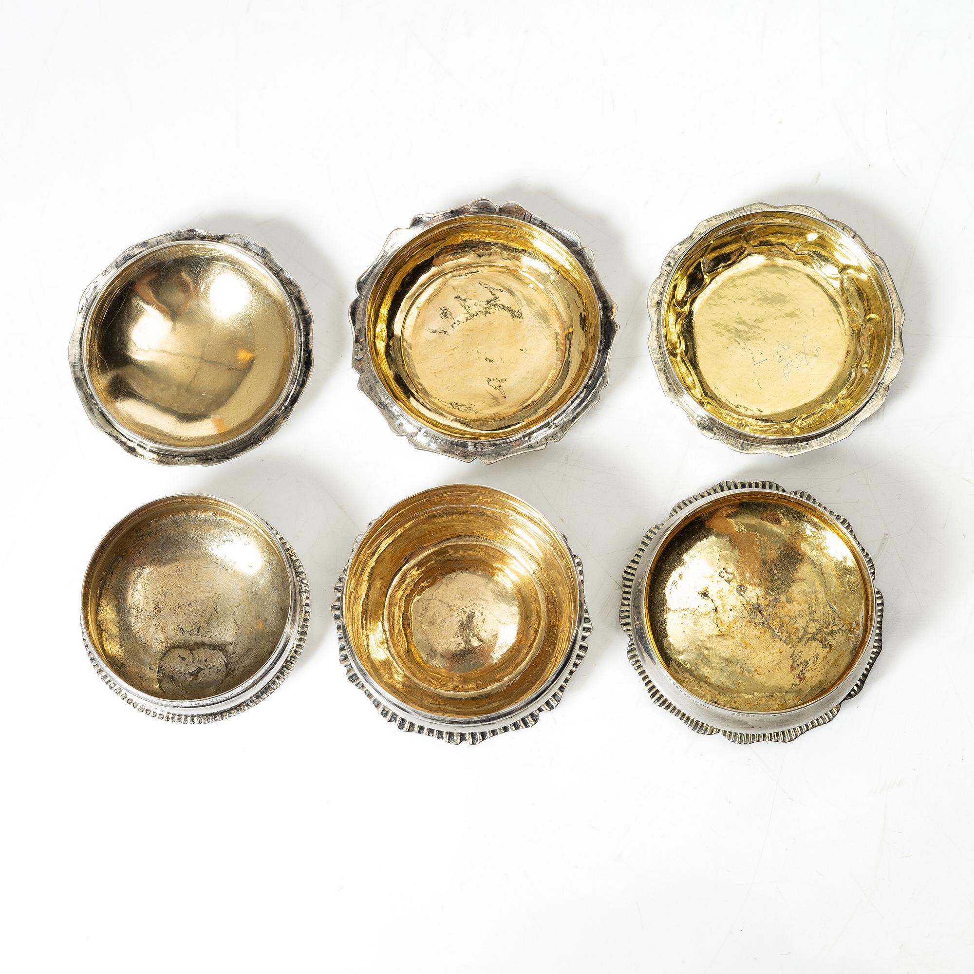 Kyrkdosor, tre stycken, silver, 17-1800-tal.