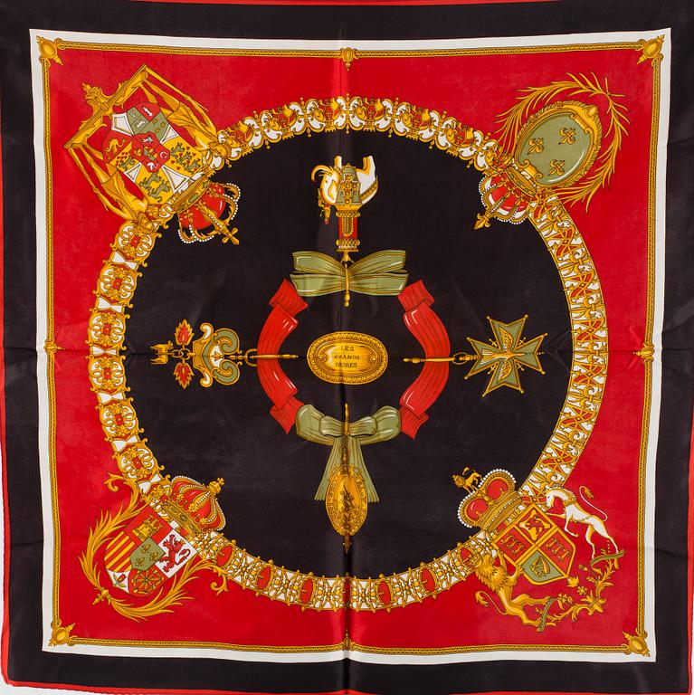 SCARVES, 4 st, silke, Gianni Versace, Cartier, YSL.