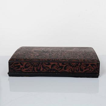 Schatull, två stycken, lack. Omkring 1900.