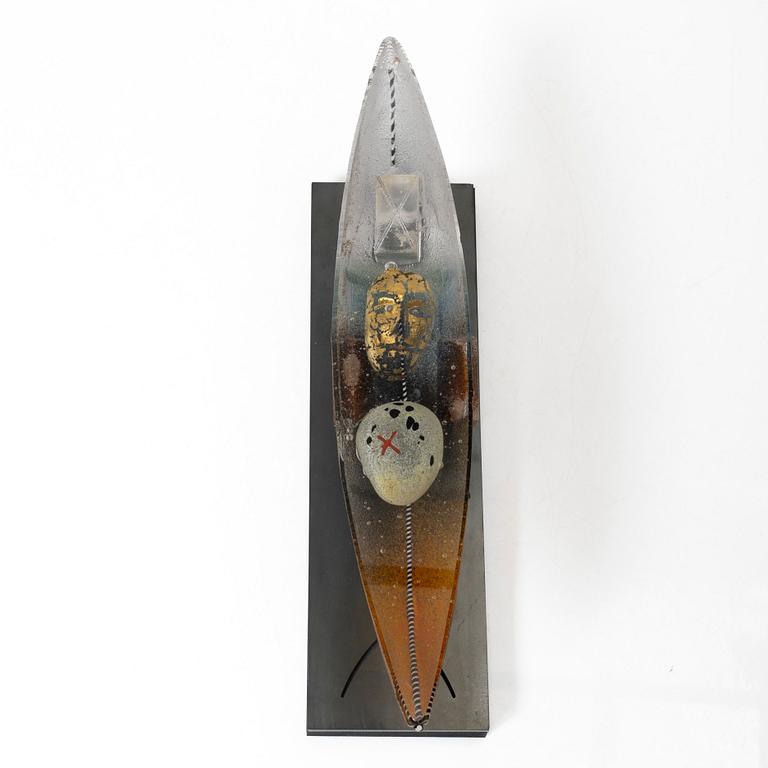 Bertil Vallien, skulptur, båt, glas, ed 48/60, Kosta Boda, signerad.