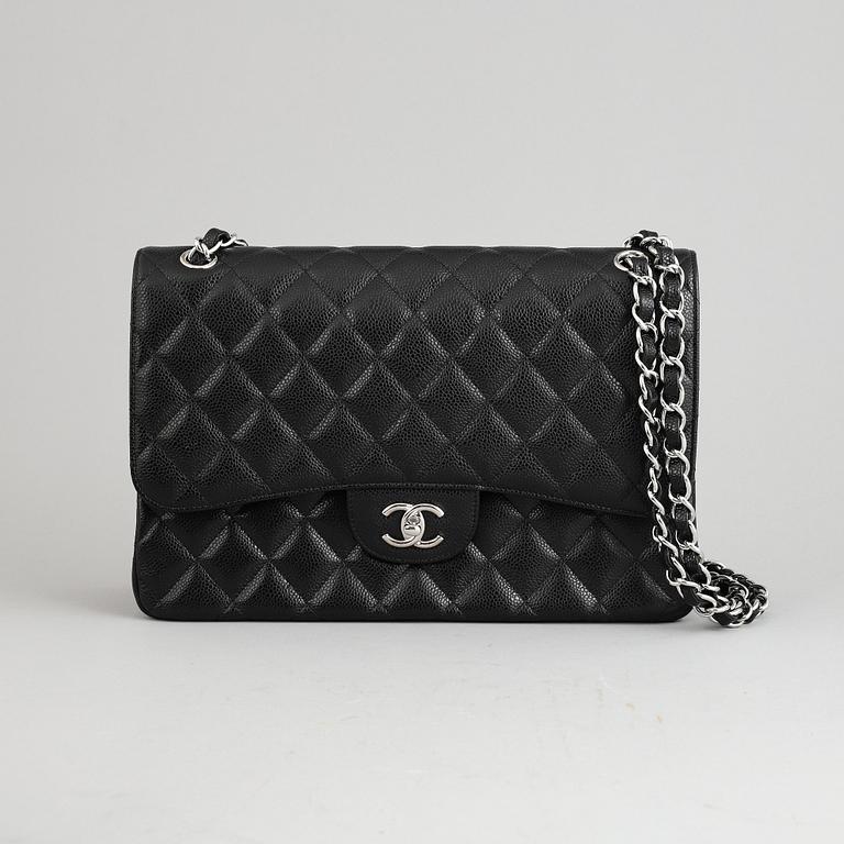 Chanel, a black caviar 'Jumbo Double Flap Bag', 2018.