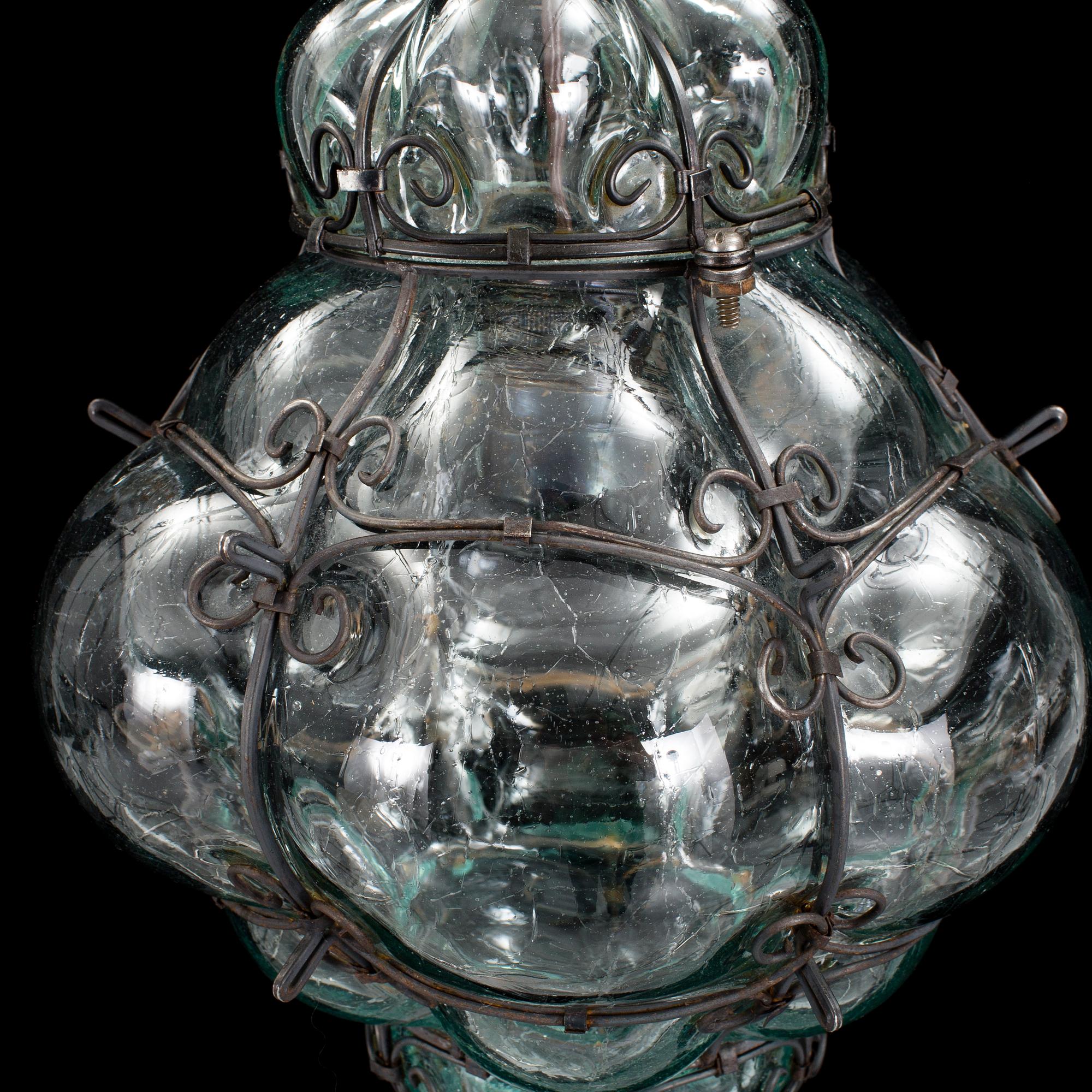 A ceiling glass lamp, Skansens glassworks, mid 20th century.