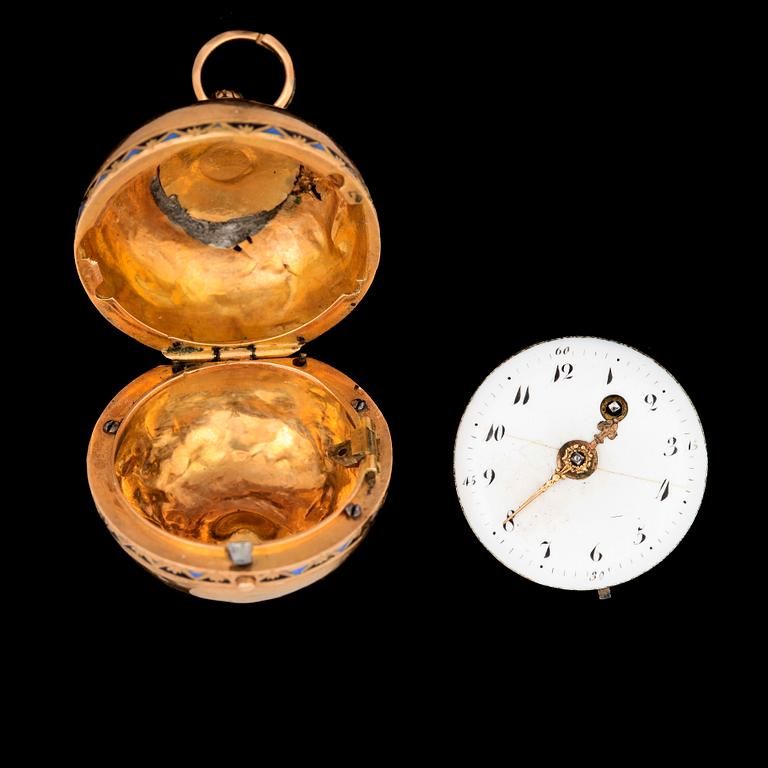 FICKUR, 2st, 18k guld, 1800-tal. Vikt (exkl urverk) 22,1g.