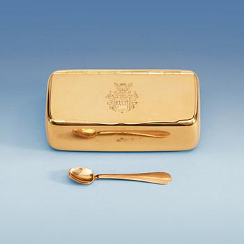 1044. A Swedish 19th century gold-box, makers mark of Pehr Fredrik Palmgren, Stockholm 1875.