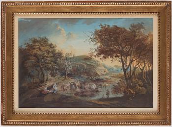 Elias Martin, Pastoral landscape with shepherd and shepherdesses.